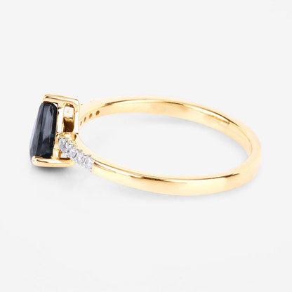 0.86 Carat Genuine Blue Sapphire and White Diamond 14K Yellow Gold Ring by Bids.com