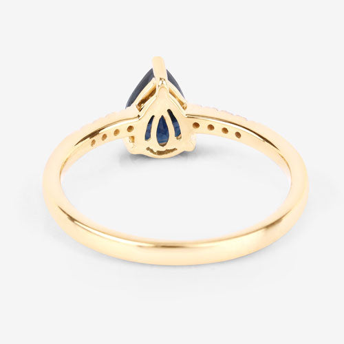 0.86 Carat Genuine Blue Sapphire and White Diamond 14K Yellow Gold Ring by Bids.com