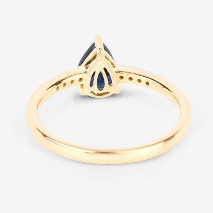 0.86 Carat Genuine Blue Sapphire and White Diamond 14K Yellow Gold Ring by Bids.com