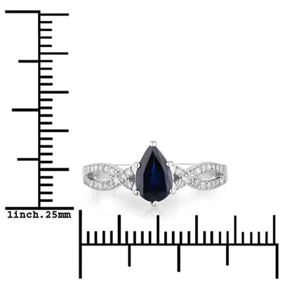 1.14 Carat Genuine Blue Sapphire and White Diamond 14K White Gold Ring by Bids.com