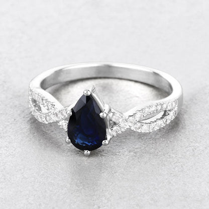 1.14 Carat Genuine Blue Sapphire and White Diamond 14K White Gold Ring by Bids.com