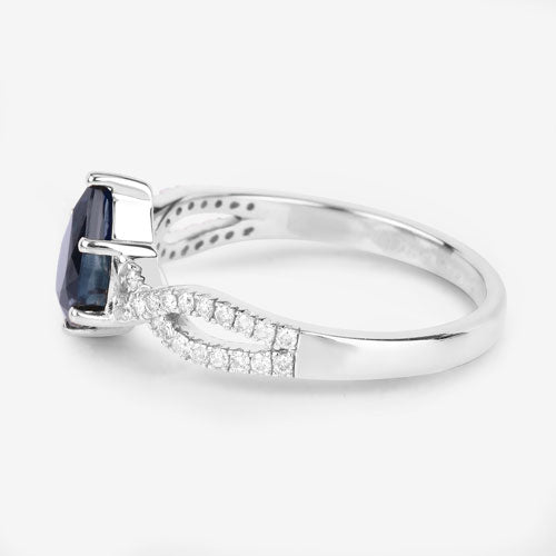 1.14 Carat Genuine Blue Sapphire and White Diamond 14K White Gold Ring by Bids.com