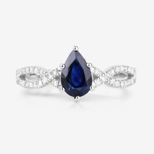 1.14 Carat Genuine Blue Sapphire and White Diamond 14K White Gold Ring by Bids.com