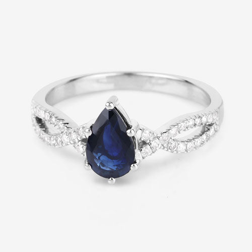 1.14 Carat Genuine Blue Sapphire and White Diamond 14K White Gold Ring by Bids.com