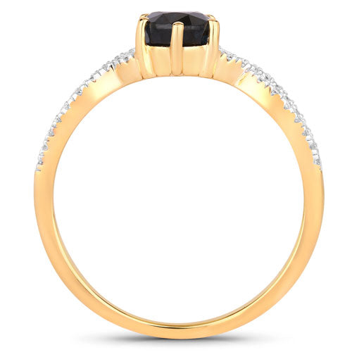 1.14 Carat Genuine Blue Sapphire and White Diamond 14K Yellow Gold Ring by Bids.com