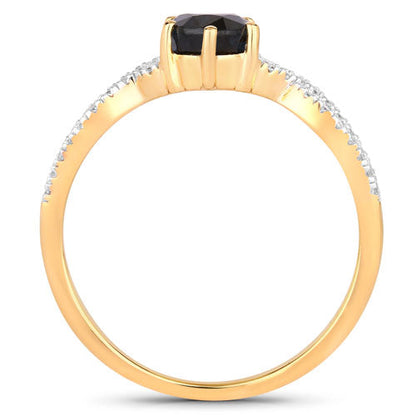 1.14 Carat Genuine Blue Sapphire and White Diamond 14K Yellow Gold Ring by Bids.com