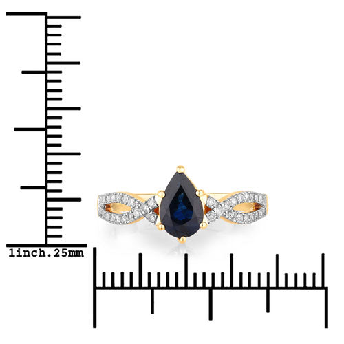 1.14 Carat Genuine Blue Sapphire and White Diamond 14K Yellow Gold Ring by Bids.com