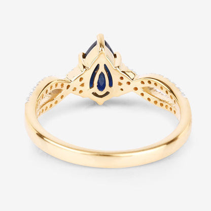 1.14 Carat Genuine Blue Sapphire and White Diamond 14K Yellow Gold Ring by Bids.com