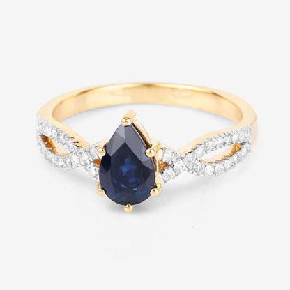 1.14 Carat Genuine Blue Sapphire and White Diamond 14K Yellow Gold Ring by Bids.com