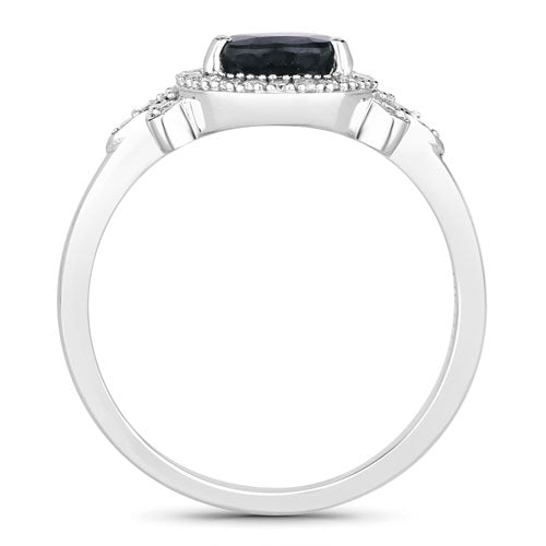 1.54 Carat Genuine Blue Sapphire and White Diamond 14K White Gold Ring by Bids.com