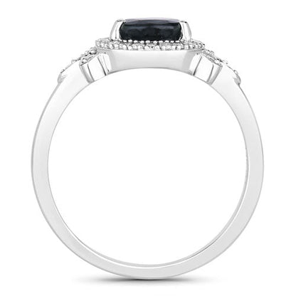 1.54 Carat Genuine Blue Sapphire and White Diamond 14K White Gold Ring by Bids.com