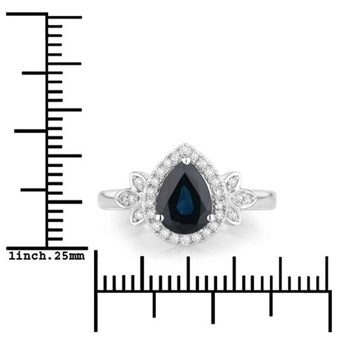 1.54 Carat Genuine Blue Sapphire and White Diamond 14K White Gold Ring by Bids.com