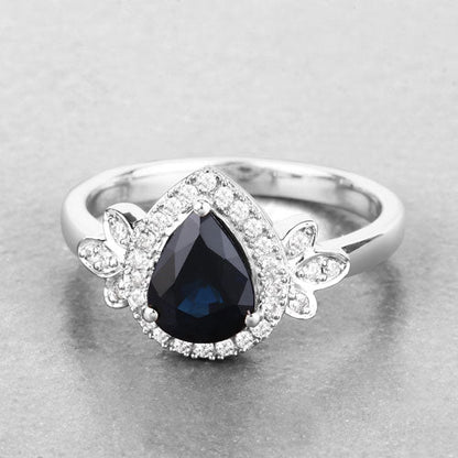1.54 Carat Genuine Blue Sapphire and White Diamond 14K White Gold Ring by Bids.com