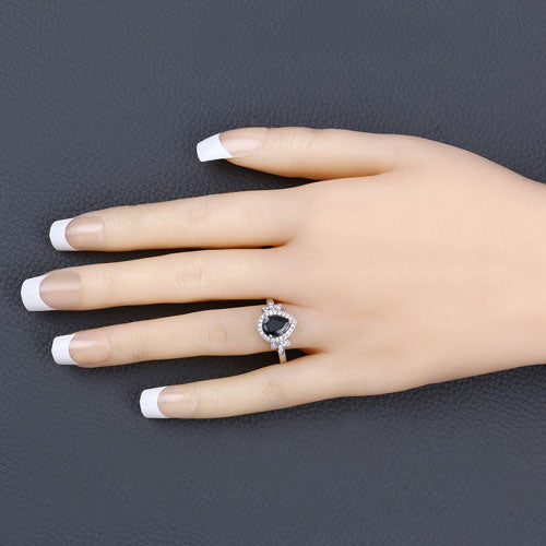 1.54 Carat Genuine Blue Sapphire and White Diamond 14K White Gold Ring by Bids.com