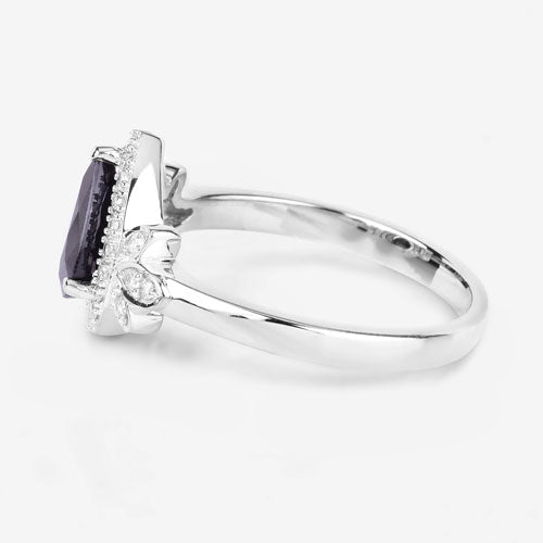 1.54 Carat Genuine Blue Sapphire and White Diamond 14K White Gold Ring by Bids.com