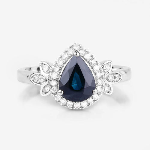 1.54 Carat Genuine Blue Sapphire and White Diamond 14K White Gold Ring by Bids.com