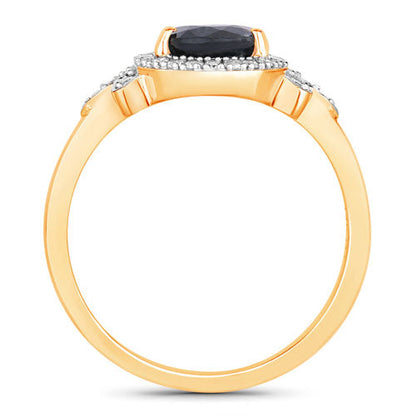 1.54 Carat Genuine Blue Sapphire and White Diamond 14K Yellow Gold Ring by Bids.com