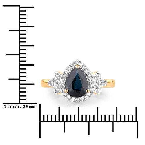 1.54 Carat Genuine Blue Sapphire and White Diamond 14K Yellow Gold Ring by Bids.com