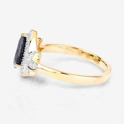 1.54 Carat Genuine Blue Sapphire and White Diamond 14K Yellow Gold Ring by Bids.com