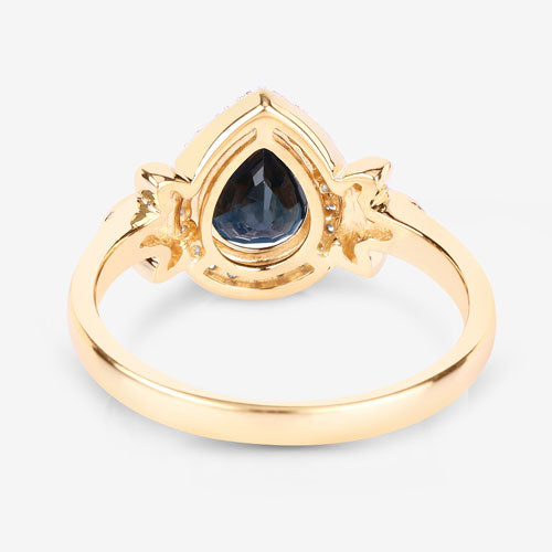 1.54 Carat Genuine Blue Sapphire and White Diamond 14K Yellow Gold Ring by Bids.com