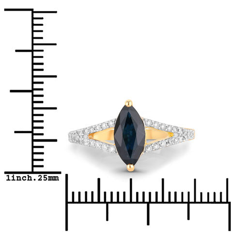1.50 Carat Genuine Blue Sapphire and White Diamond 14K Yellow Gold Ring by Bids.com