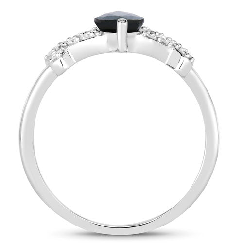 1.50 Carat Genuine Blue Sapphire and White Diamond 14K White Gold Ring by Bids.com