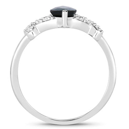 1.50 Carat Genuine Blue Sapphire and White Diamond 14K White Gold Ring by Bids.com