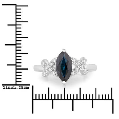 1.50 Carat Genuine Blue Sapphire and White Diamond 14K White Gold Ring by Bids.com