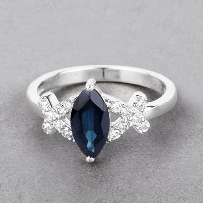 1.50 Carat Genuine Blue Sapphire and White Diamond 14K White Gold Ring by Bids.com