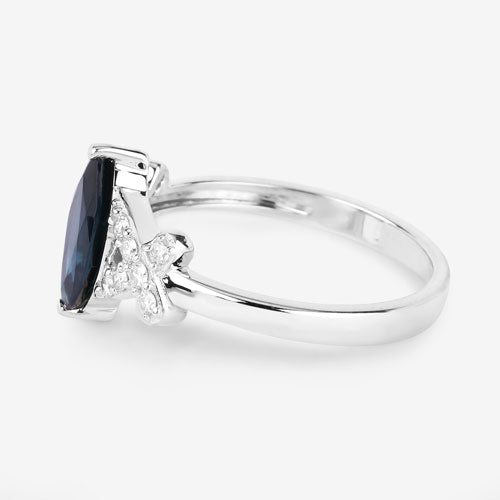 1.50 Carat Genuine Blue Sapphire and White Diamond 14K White Gold Ring by Bids.com