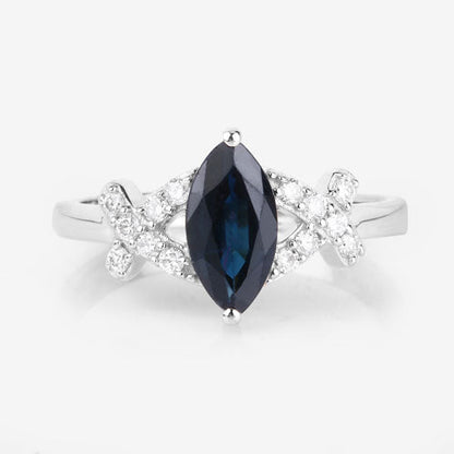 1.50 Carat Genuine Blue Sapphire and White Diamond 14K White Gold Ring by Bids.com