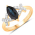 1.50 Carat Genuine Blue Sapphire and White Diamond 14K Yellow Gold Ring by Bids.com
