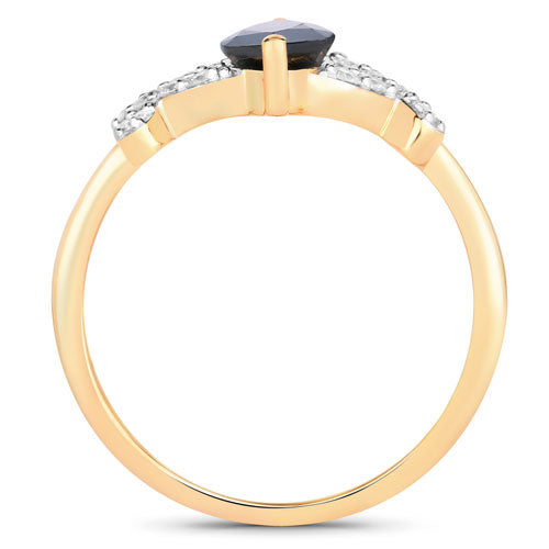 1.50 Carat Genuine Blue Sapphire and White Diamond 14K Yellow Gold Ring by Bids.com