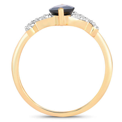 1.50 Carat Genuine Blue Sapphire and White Diamond 14K Yellow Gold Ring by Bids.com