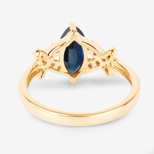 1.50 Carat Genuine Blue Sapphire and White Diamond 14K Yellow Gold Ring by Bids.com