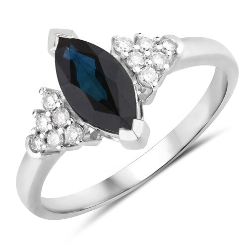 1.47 Carat Genuine Blue Sapphire and White Diamond 14K White Gold Ring by Bids.com