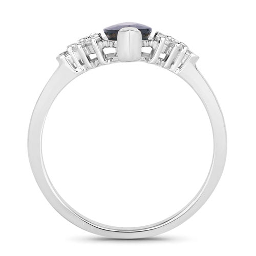 1.47 Carat Genuine Blue Sapphire and White Diamond 14K White Gold Ring by Bids.com