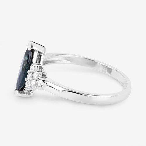 1.47 Carat Genuine Blue Sapphire and White Diamond 14K White Gold Ring by Bids.com