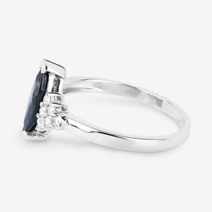 1.47 Carat Genuine Blue Sapphire and White Diamond 14K White Gold Ring by Bids.com
