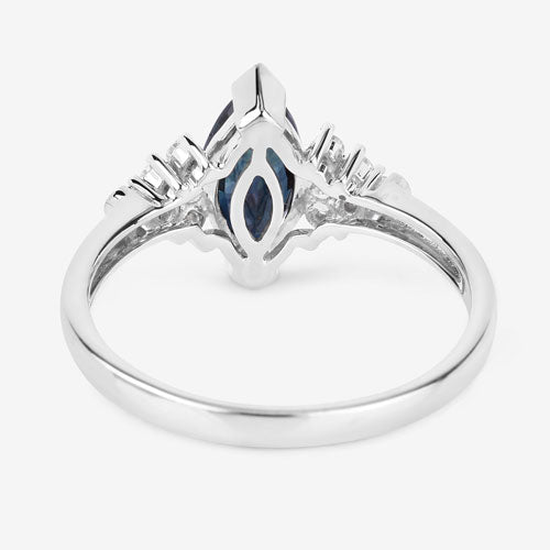 1.47 Carat Genuine Blue Sapphire and White Diamond 14K White Gold Ring by Bids.com