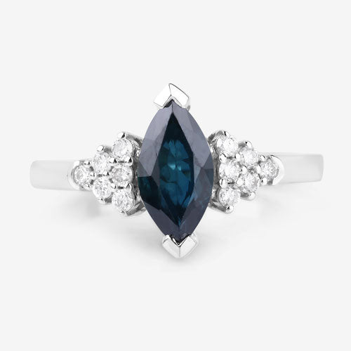 1.47 Carat Genuine Blue Sapphire and White Diamond 14K White Gold Ring by Bids.com