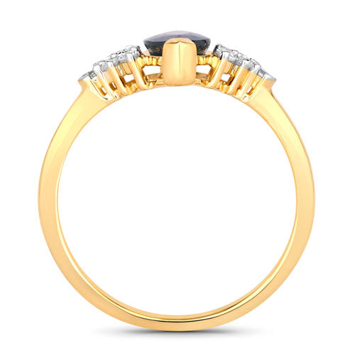 1.47 Carat Genuine Blue Sapphire and White Diamond 14K Yellow Gold Ring by Bids.com