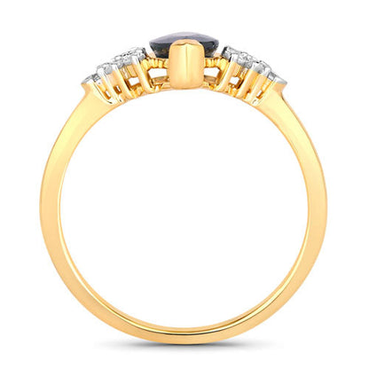 1.47 Carat Genuine Blue Sapphire and White Diamond 14K Yellow Gold Ring by Bids.com