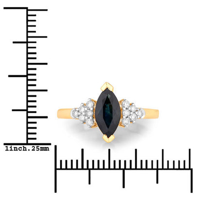 1.47 Carat Genuine Blue Sapphire and White Diamond 14K Yellow Gold Ring by Bids.com