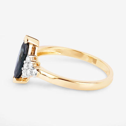 1.47 Carat Genuine Blue Sapphire and White Diamond 14K Yellow Gold Ring by Bids.com