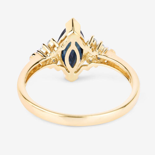 1.47 Carat Genuine Blue Sapphire and White Diamond 14K Yellow Gold Ring by Bids.com