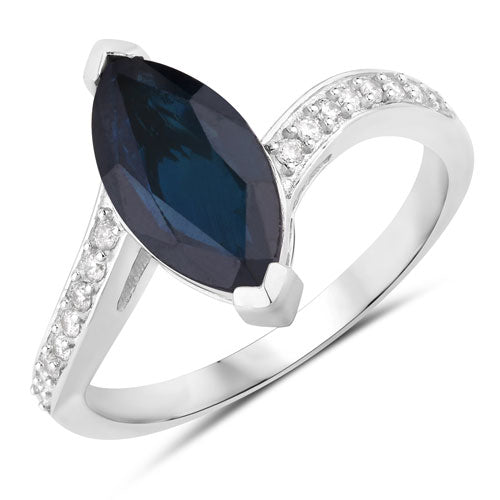 2.26 Carat Genuine Blue Sapphire and White Diamond 14K White Gold Ring by Bids.com