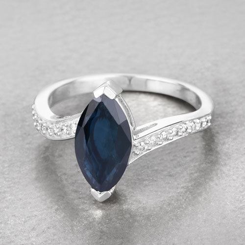 2.26 Carat Genuine Blue Sapphire and White Diamond 14K White Gold Ring by Bids.com