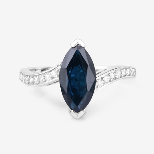 2.26 Carat Genuine Blue Sapphire and White Diamond 14K White Gold Ring by Bids.com