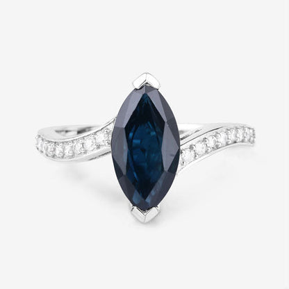 2.26 Carat Genuine Blue Sapphire and White Diamond 14K White Gold Ring by Bids.com
